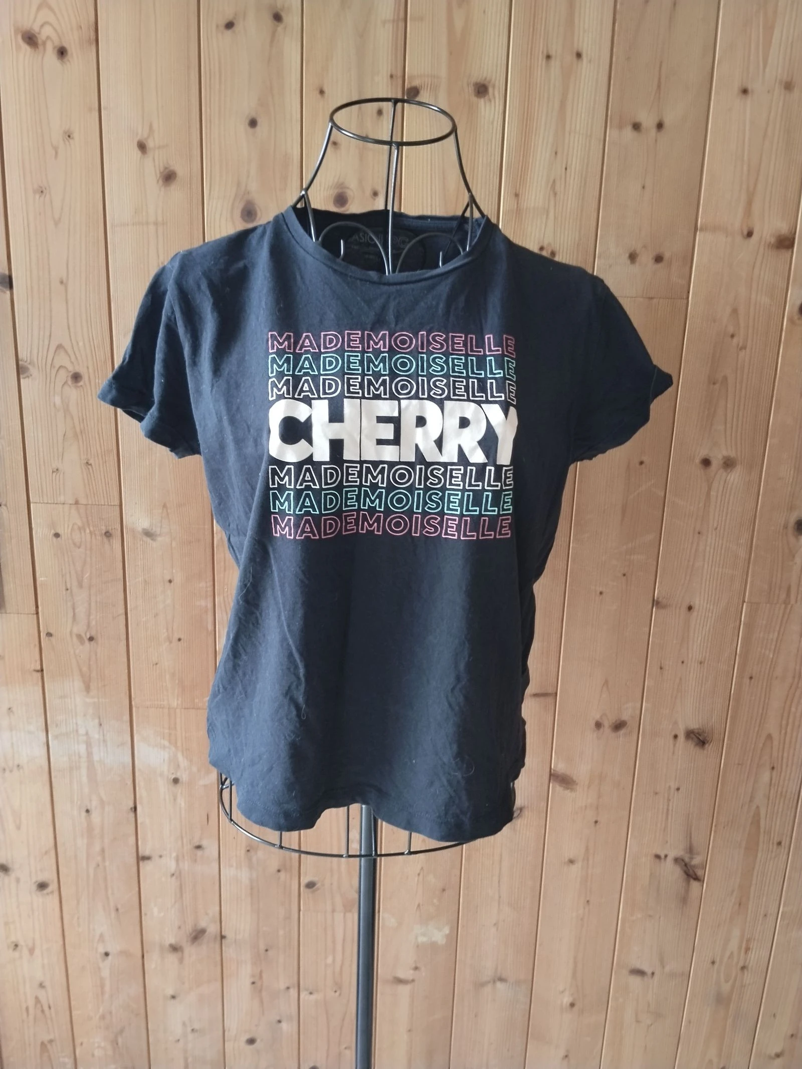 T-shirt noir Mademoiselle Cherry Basic FP 16 ans / 168 cm